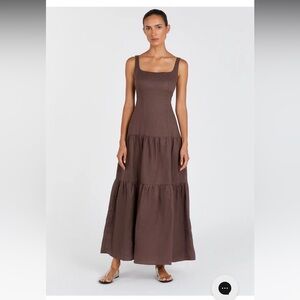 Dissh Camille Chocolate Linen Maxi Dress